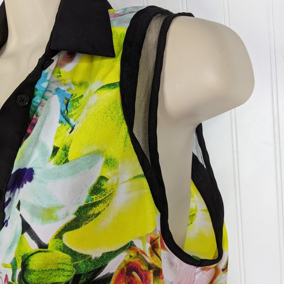 PRABAL GURUNG for Target Tropical Print Sleeveless Blouse Sz M - Picture 6 of 15
